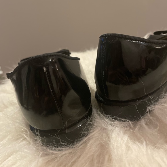Nine West Black Patent Pointed Bow Toe Flats 7 - Picture 6 of 7